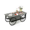 Modern Style Coffee Table Rectangle Coffee Table End Side Table Retro Design Coffee Table With Sturdy Base For Living Room Decor Black