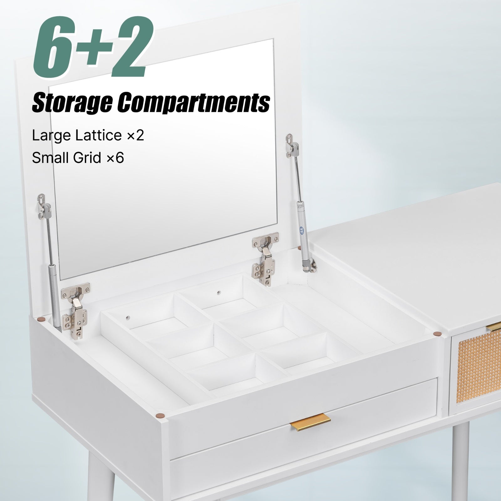 43.3 Wood Makeup Vanity Set With Flip-Top Mirror, Stool   3 Drawers