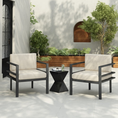 27.7 Modern Outdoor Lounge Chair With Aluminum Frame, Weather-Resistant Cushions, Sleek Design, Perfect For Patio, Garden, Or Balcony
