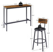 Bar Table Set With 2 Stools, PU Soft Seat, Rustic Brown, 43.3L X 15.75W X 35H