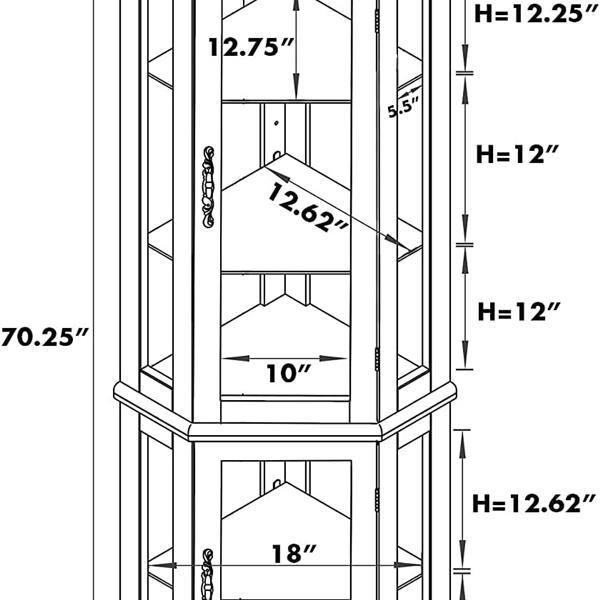 Corner Rare Cabinet With Lights, Excluding E26 Light Bulbs