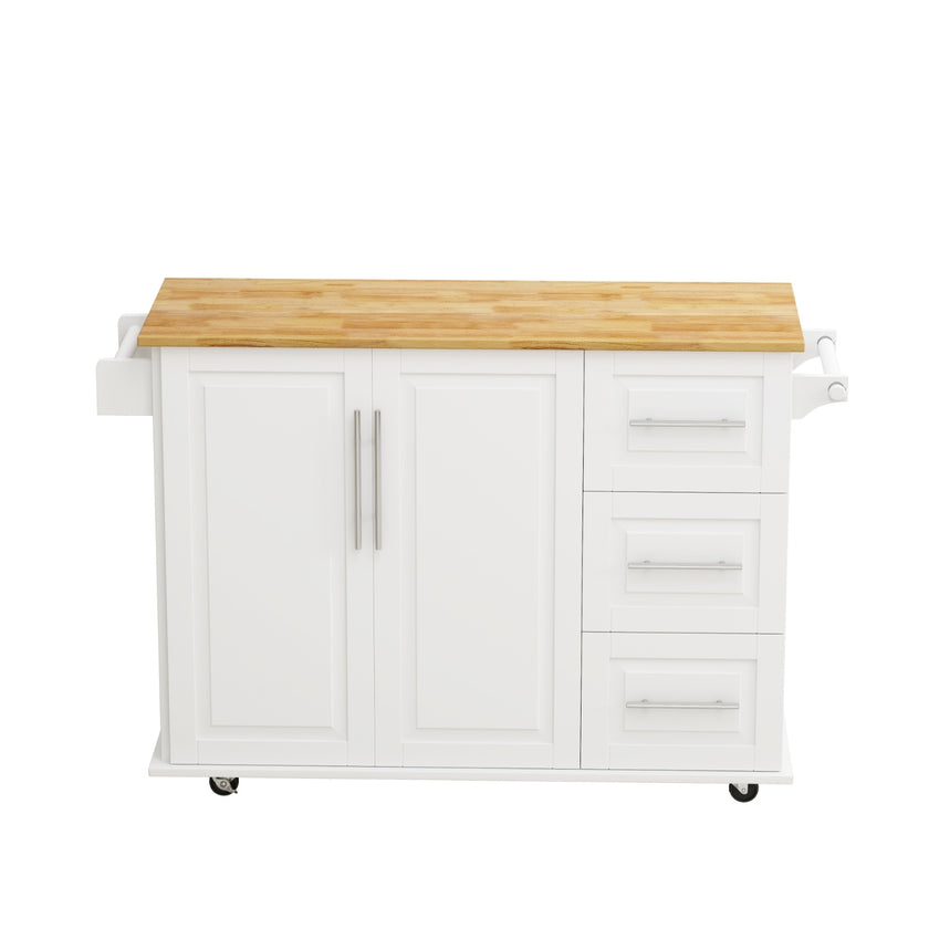 Kitchen Island Cart With Cabinet, 3 Drawers, Spice Rack, Towel Rack, 43.31  Wide