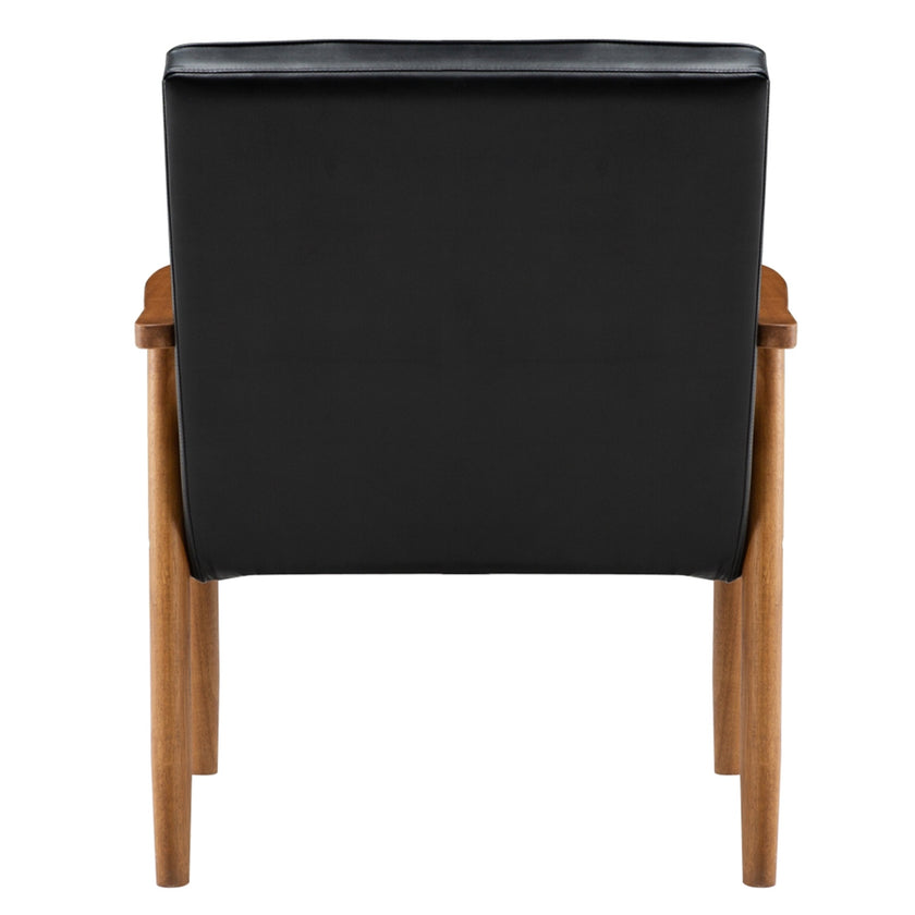 Vintage Modern Wooden Armchair In Black PU