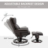 Massage Recliner Chair Brown With Ottoman 10-Point Vibrating Swivel For Bedroom & Living Room