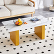 Modern Minimalist Tempered Glass With Sticker Desktop Coffee Table And Dining Table, Paired With Golden MDF Decorative Columns. Computer Desk. Game Table. CT-1546