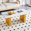 Modern Minimalist Tempered Glass With Sticker Desktop Coffee Table And Dining Table, Paired With Golden MDF Decorative Columns. Computer Desk. Game Table. CT-1546