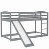 Gray Twin Twin Bunk Bed Convertible Slide Ladder