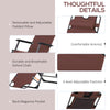 Lounging Relaxation  Folding Lounger With Metal Frame, Adjustable Footrest  Head Pillow