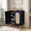 2-door Standing Cabinet Type With High Foot Oval Rattan Shoe Cabinet