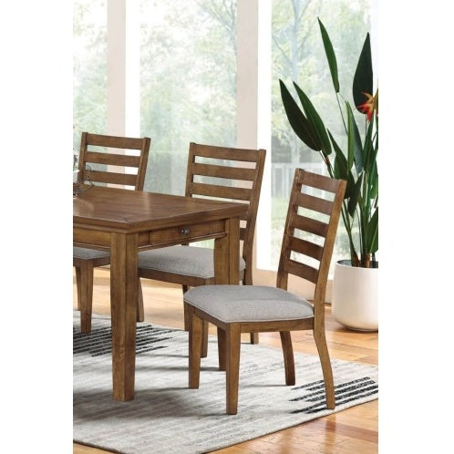Transitional Set Of 2pc Side Chairs Walnut Light Gray Ladder Back Chairs Solid Wood Polyester Fabric Upholstered Padded Seat Dining Room Furniture