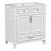 30'' Bathroom Vanity With Resin Sink, Solid Wood Frame Bathroom Storage Cabinet With Soft Closing Doors, Retro Style, White