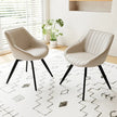 A Set Of 2 Dining Chairs, Medieval Modern Kitchen Dining Chair, PU Decorative Chairs With Black Metal Legs, Suitable For Home&kitchen White