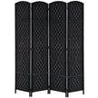 4 Panel Wicker Room Divider Folding Privacy Screen 6' Tall Black