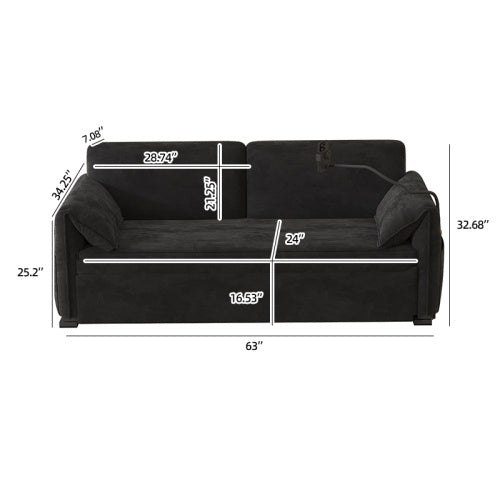 63-inch Large Folding Sofa Bed Velvet Multifunctional Double Sofa Bed, Three Modes Switch, Suitable For Sitting, Lying And Sleeping, Suitable For Living Room, Bedroom, Apartment, Office
