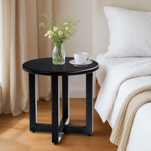 46x46x41.5cm  Round Table  Black  Cross Leg  Courtyard Iron Edge Table