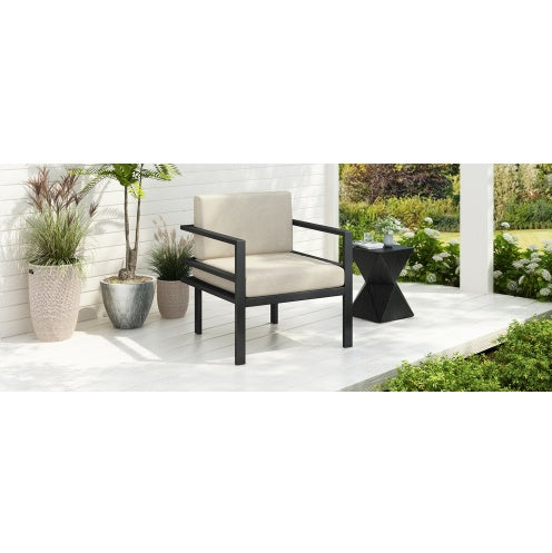 27.7 Modern Outdoor Lounge Chair With Aluminum Frame, Weather-Resistant Cushions, Sleek Design, Perfect For Patio, Garden, Or Balcony