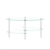 Transparent Oval Glass Coffee Table, Modern 3-Layer With Stainless Steel Leg