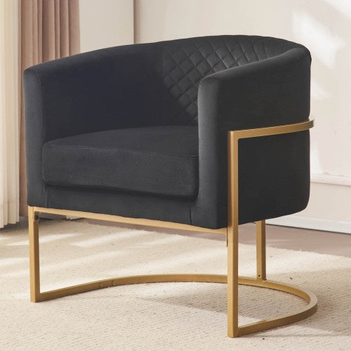 Upholstered Velvet Chair Gold Metal Bracket, Medieval Living Room Office Tea Room Lounge Chair With Curved Backrest