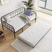 Twin Size Metal Daybed Frame With Trundle, Heavy Duty Steel Slat Support Sofa Bed Platform With Headboard, No Box Spring Needed, Black