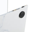 Modern Minimalist Transparent Tempered Glass Coffee Table With Marble Patterned MDF Legs And Stainless Steel Decorative Columns. Computer Desk. Game Table. CT-907