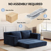 Loveseat Sofa, Comfortable Deep Seat Sofa Bed, Modern Small Corduroy Couch For Living Room Bedroom,Reversible Cushion With Pillows,No Assembly Required, Dark-blue
