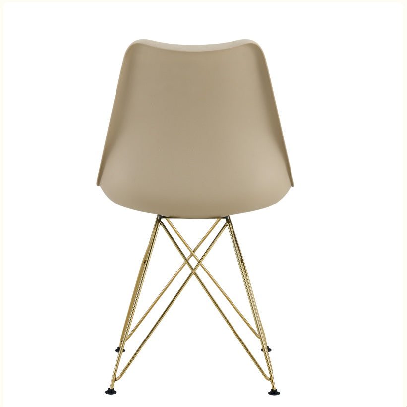 Modern Dining Chairs With Shell Leisure Plastic Seats And Golden Steel Legs