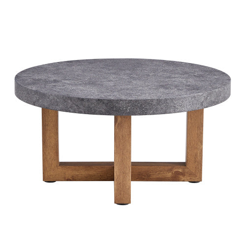 Modern Gray Texture MDF Round Coffee Table - 31.4 Diameter.A Modern Retro Circular Coffee Table With A Diameter Of 31.4 Inches, Made Of MDF Material, Suitable For Living Rooms