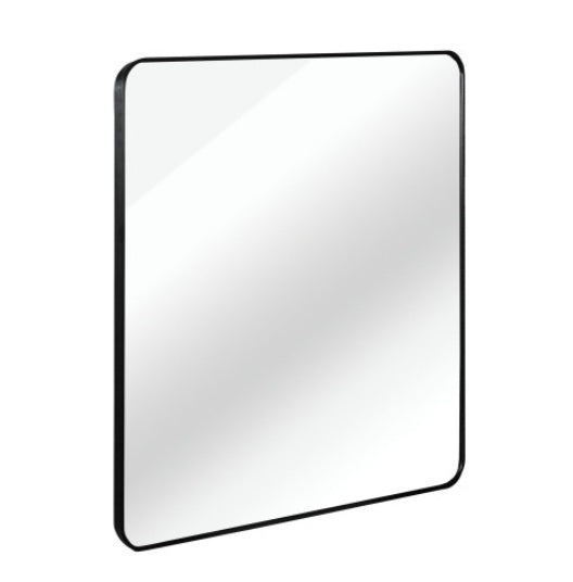 30 In X 30 In Black Metal Framed Square Bathrrom Mirror For Wall.
