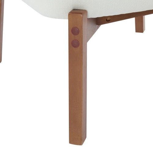 Set Of 2 Modern Beige Lounge Chair With Woven Backrest, Sturdy Wooden Frame, Minimalist And Elegant Accent Seating For Living Room, Bedroom, Or Office