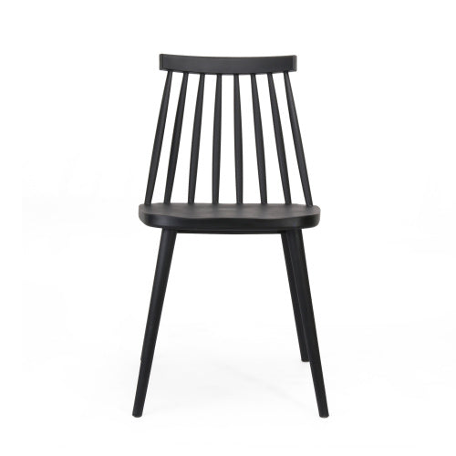 Farmhouse Spindle Back Dining Chairs, Set Of 2, Black