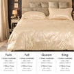 Luxurious Satin Microfiber Bedding Set Double-sided Jacquard Pattern, Italian Style Gold Ultra-shine Quilt Cover Three-piece Set, Super Soft King-size Quilt Cover With Pillowcase, Machine Washable, OK