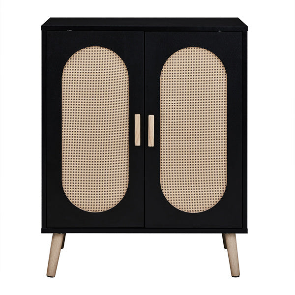 2-door Standing Cabinet Type With High Foot Oval Rattan Shoe Cabinet