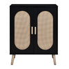 2-door Standing Cabinet Type With High Foot Oval Rattan Shoe Cabinet