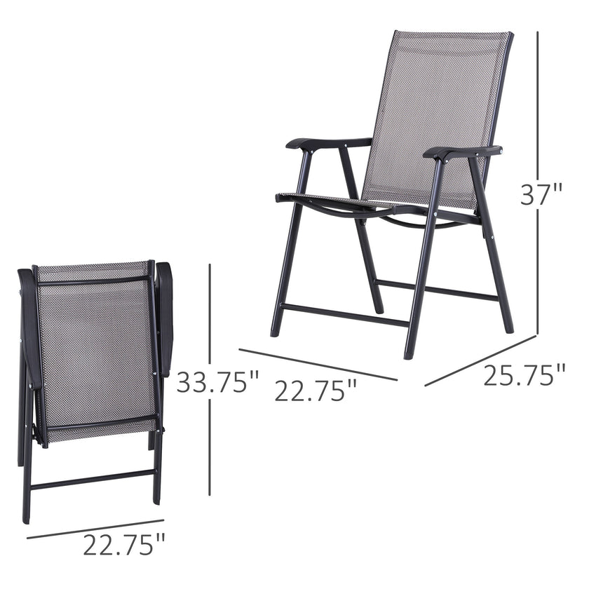 2-piece Patio Folding Chairs, Set With A Simple & Breathable Mesh, Dining Chair With Armrests, For Garden Yard, Camping
