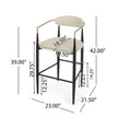 Barstools Set Of 2, Counter Height Upholstered Bar Stools With Back For Kitchen Island, Beige Faux PU Leather Seating Black Iron Legs 260LBS Weight Capacity