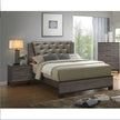 Contemporary 1pc Nightstand Two Tone Antique Gray Bedroom Furniture Nightstand Center Metal Glides Brass Bar Pulls