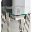 Modern Stainless Steel Coffee Table Set Set Of 2, Double-Layer Clear Tempered Glass Table Top, Coffee Table  End Side Table 2-Pieces Sets For Living Room Home Office, Silver