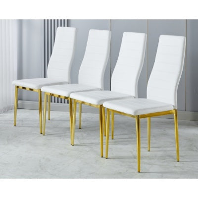 Chair Set Of 4,GOLDEN COLOR LEG,WHITE SEAT