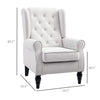 Cream White High Back Accent Chair With Wooden Legs, Removable Cushion For Living Room, Club, Bedroom