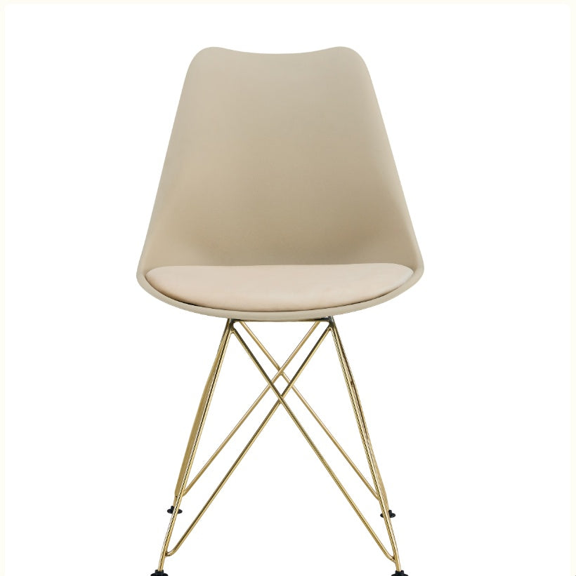 Modern Dining Chair With Shell Leisure Plastic Seat And Golden Steel Legs