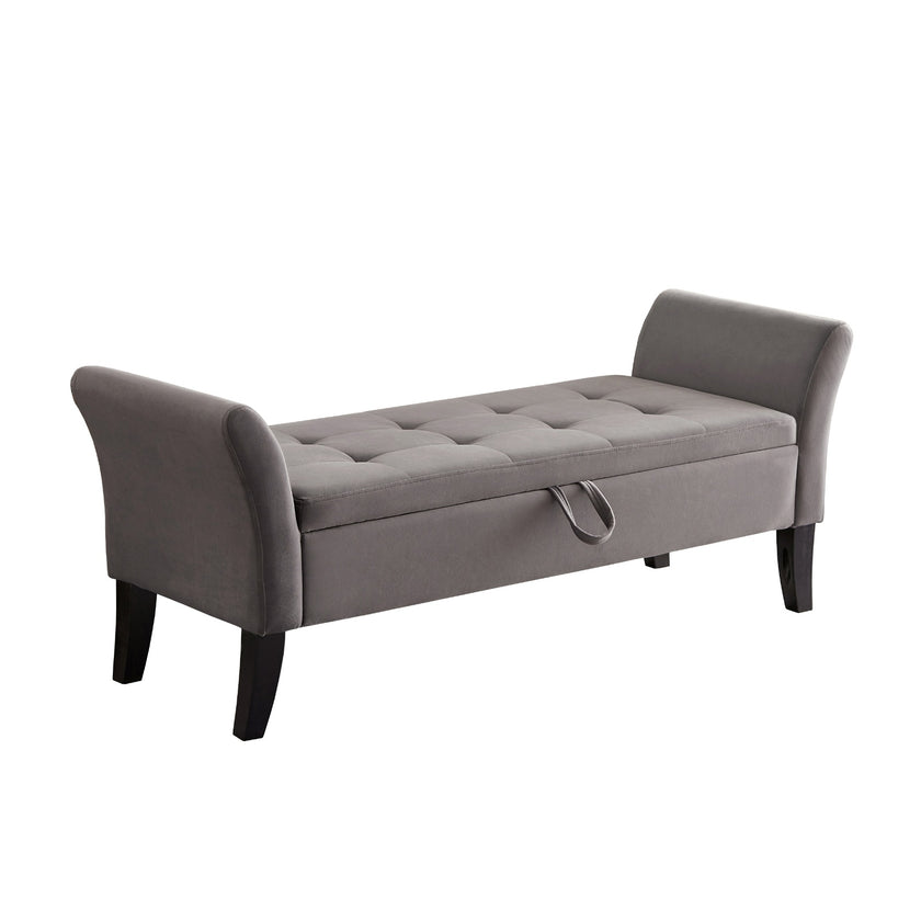 51.5  Bed Bench With Storage Grey Velvet