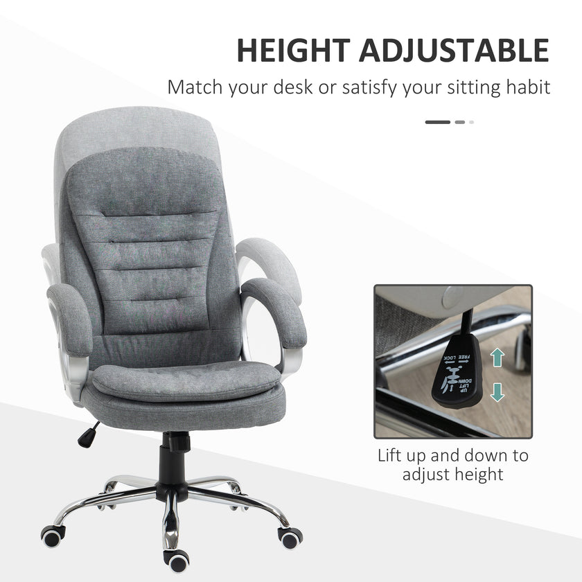 Vinsetto High Back Executive Home Office Chair Adjustable Height Upholstered Padding Gray