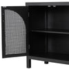 TREXM Sideboard With Rattan Door & Metal Handles For Living Room