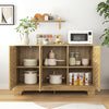 Storage Cabinet With 3 Doors, Wood Sideboard Buffet Storage With Adjustable Shelf, Anti-tip Kit Acce