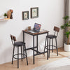 Bar Table Set With 2 Stools, PU Seat   Backrest, Rustic Brown, 23.62 W X 35 H
