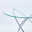 Dining Table With Chrome Metal Leg And Tempered Glass,Modern Space Saving Kitchen Table For Living Room,chrome Color Metal Legs