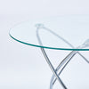 Dining Table With Chrome Metal Leg And Tempered Glass,Modern Space Saving Kitchen Table For Living Room,chrome Color Metal Legs