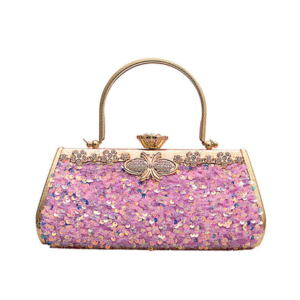 Metal Handbag With Diamond Banquet Clutch