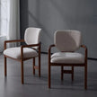 Dining Chairs Set Of 2 Upholstered Arm Chairs, Rubber Wood Accent Chairs Beige Fabric Seating, 300 LBS Weight Capacity
