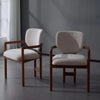 Dining Chairs Set Of 2 Upholstered Arm Chairs, Rubber Wood Accent Chairs Beige Fabric Seating, 300 LBS Weight Capacity
